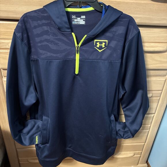Under Armour Men’s Cold Gear Baseball Quarter Zip LS Loose PullOver Hoodie L - Picture 11 of 11